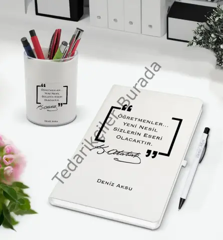 BK Gift Kişiye Özel İsimli Öğretmenler Günü Tasarımlı Defter Kalem ve Kalemlik Hediye Seti, Öğretmene Hediye, Öğretmenler Günü - 13