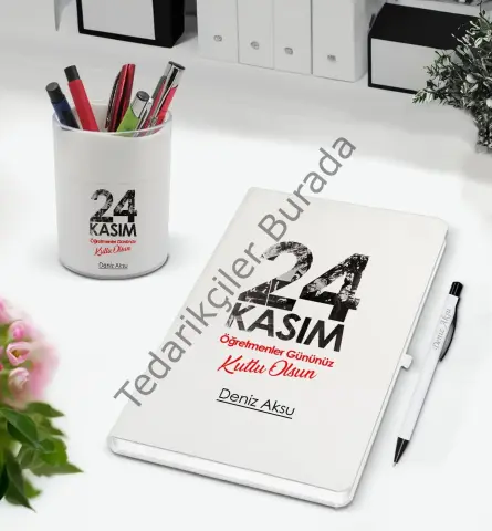 BK Gift Kişiye Özel İsimli Öğretmenler Günü Tasarımlı Defter Kalem ve Kalemlik Hediye Seti, Öğretmene Hediye, Öğretmenler Günü - 8