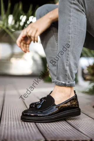 MN002 - RST Loafer Verniciata Erkek Ayakkabı SIYAH
