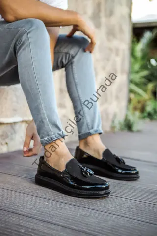 MN002 - RST Loafer Verniciata Erkek Ayakkabı SIYAH