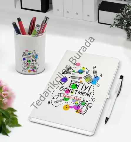 BK Gift Kişiye Özel İsimli Öğretmenler Günü Tasarımlı Defter Kalem ve Kalemlik Hediye Seti, Öğretmene Hediye, Öğretmenler Günü - 14