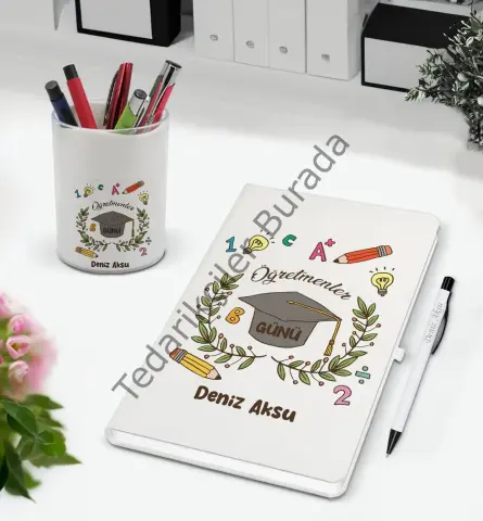 BK Gift Kişiye Özel İsimli Öğretmenler Günü Tasarımlı Defter Kalem ve Kalemlik Hediye Seti, Öğretmene Hediye, Öğretmenler Günü - 15