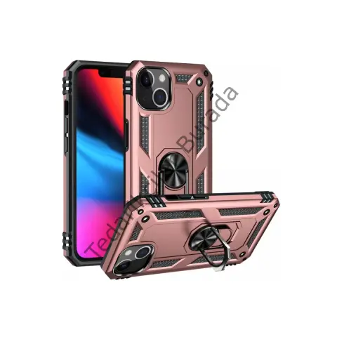 Apple İphone 13 Kılıf Sofya Yüzüklü Silikon Kapak - Rose