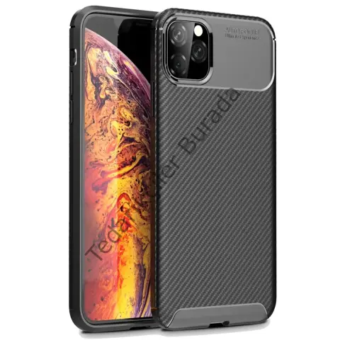 Apple İphone 11 Pro Max Kılıf Auto Focus Karbon Kapak - Siyah