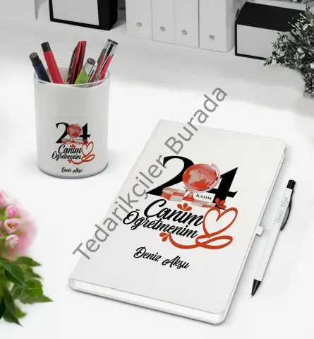 BK Gift Kişiye Özel İsimli Öğretmenler Günü Tasarımlı Defter Kalem ve Kalemlik Hediye Seti, Öğretmene Hediye, Öğretmenler Günü - 12