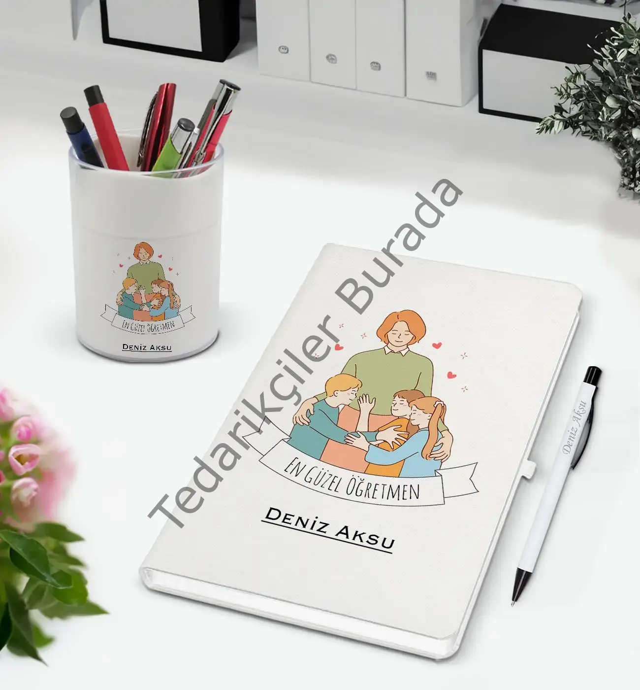 BK Gift Kişiye Özel İsimli Öğretmenler Günü Tasarımlı Defter Kalem ve Kalemlik Hediye Seti, Öğretmene Hediye, Öğretmenler Günü - 6