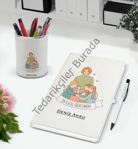 BK Gift Kişiye Özel İsimli Öğretmenler Günü Tasarımlı Defter Kalem ve Kalemlik Hediye Seti, Öğretmene Hediye, Öğretmenler Günü - 6