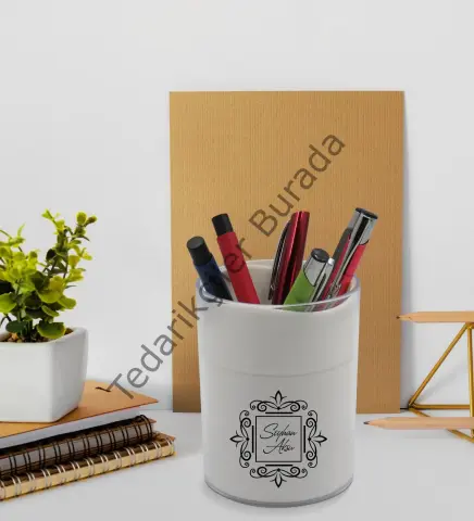 BK Gift Kişiye Özel İsimli Beyaz Defter Kalem ve Kalemlik Hediye Seti - Model 1