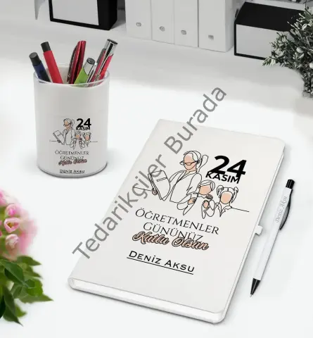 BK Gift Kişiye Özel İsimli Öğretmenler Günü Tasarımlı Defter Kalem ve Kalemlik Hediye Seti, Öğretmene Hediye, Öğretmenler Günü - 16