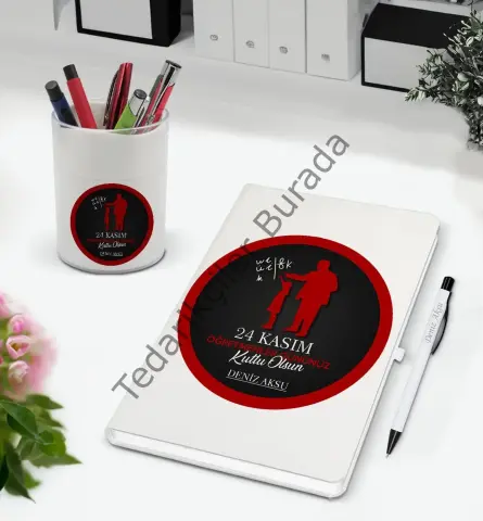BK Gift Kişiye Özel İsimli Öğretmenler Günü Tasarımlı Defter Kalem ve Kalemlik Hediye Seti, Öğretmene Hediye, Öğretmenler Günü - 10