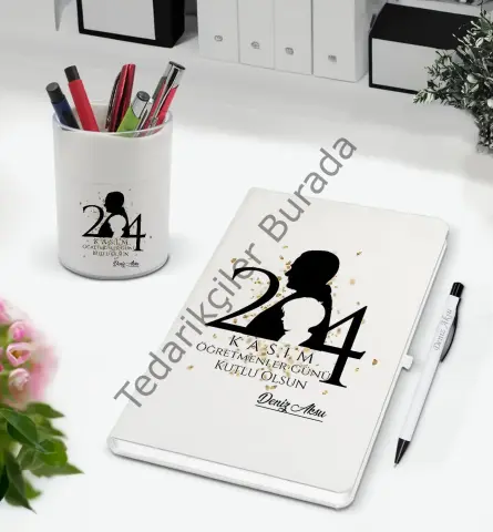 BK Gift Kişiye Özel İsimli Öğretmenler Günü Tasarımlı Defter Kalem ve Kalemlik Hediye Seti, Öğretmene Hediye, Öğretmenler Günü - 4