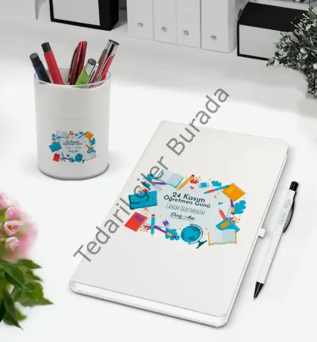 BK Gift Kişiye Özel İsimli Öğretmenler Günü Tasarımlı Defter Kalem ve Kalemlik Hediye Seti, Öğretmene Hediye, Öğretmenler Günü - 2