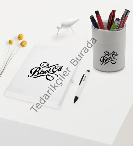 BK Gift Kişiye Özel İsimli Beyaz Defter Kalem ve Kalemlik Hediye Seti - Model 5