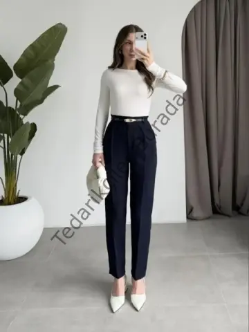 Kadın Yüksek Bel Kemer Dahil Hacuc Pantolon