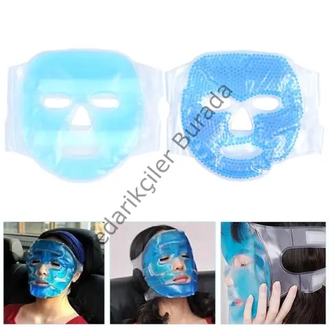 Jel Buz Paketi Yüz Maskesi Baş Ağrısı Yastık Kozmetik Maske + Çift Taraflı Cilt Fırçası