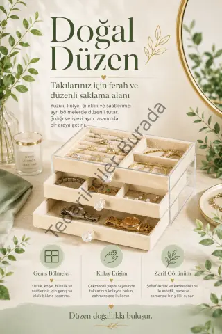 Yüzük Kolye Bileklik Saat İçin Çekmeceli Kadife Takı Organizer Kutusu