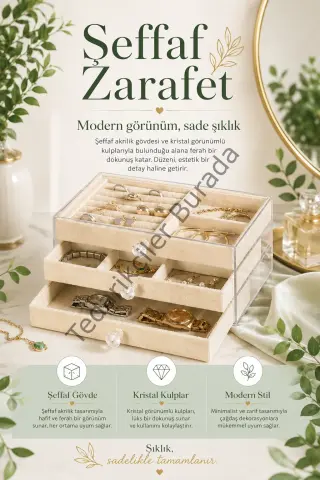 Yüzük Kolye Bileklik Saat İçin Çekmeceli Kadife Takı Organizer Kutusu
