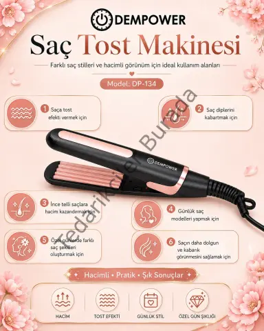 Pratik Kullanımlı Saç Tost Şekillendirici Uzun Süre Kalıcı Hacimli Saç Görünümü Veren Cihaz