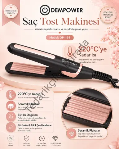 Pratik Kullanımlı Saç Tost Şekillendirici Uzun Süre Kalıcı Hacimli Saç Görünümü Veren Cihaz