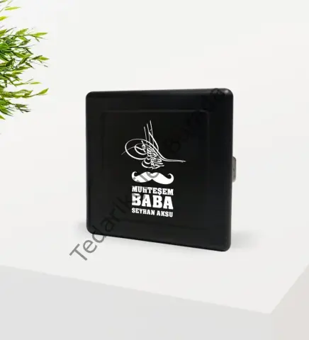 Kişiye Özel Muhteşem Baba Tasarımlı Siyah Metal Sigara Tabakası-1