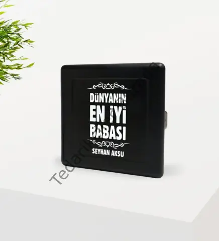 Kişiye Özel Dünyanın En İyi Babası Tasarımlı Siyah Metal Sigara Tabakası-6