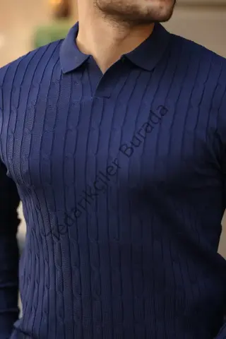 Erkek Saç örgü Desenli Uzun Kollu Triko