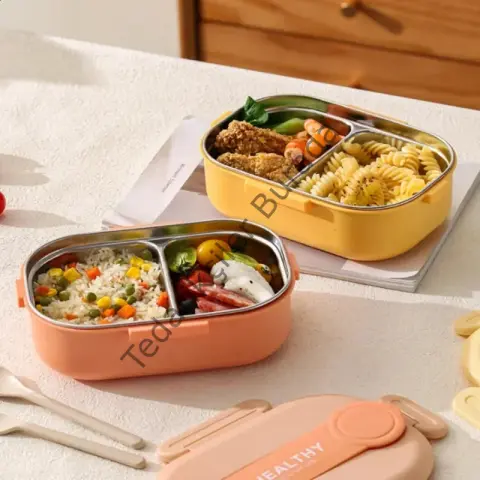 2 Bölmeli Yemek Kabı - 304 Paslanmaz Çelik - 900 ml