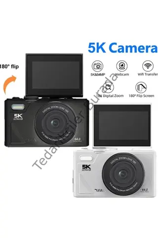5k 75mp Hd Dijital Kamera 18x Dijital Zoom, Flaşlı,3.0 İnç Ekranlı Fotoğraf Makinesi