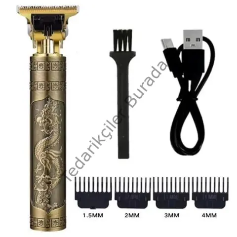 Vintage Görünümlü Güçlü 4 Farklı Başlıklı USB ŞarjlI Manuel Tıraş Makinası