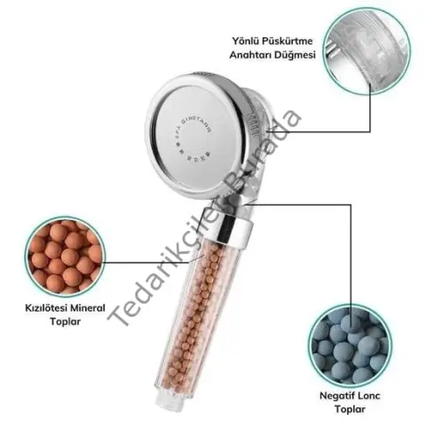 %50 Su Tasarruflu ve Arıtmalı Doğal Taşlı Banyo El Duş Başlığı