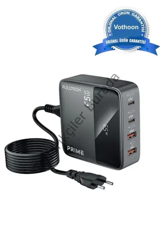 65w Masaüstü 4 Portlu Hızlı Şarj Cihazı İstasyonu 2xusb-a, 2xtype-c Giriş,1,5 Mt. Kablo