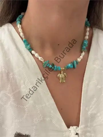 Kaplumbağa Boncuk Kolye - Mavi