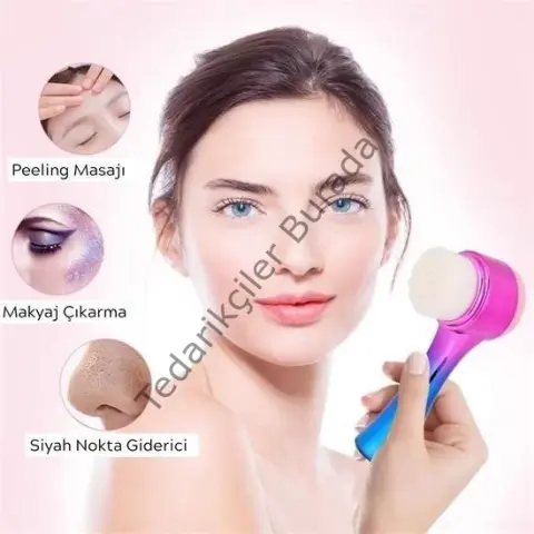 Çift İşlevli Renkli Cilt Yüz Temizleme Fırçası Peeling Masaj Etkili Gözenek Temizleyici Alet
