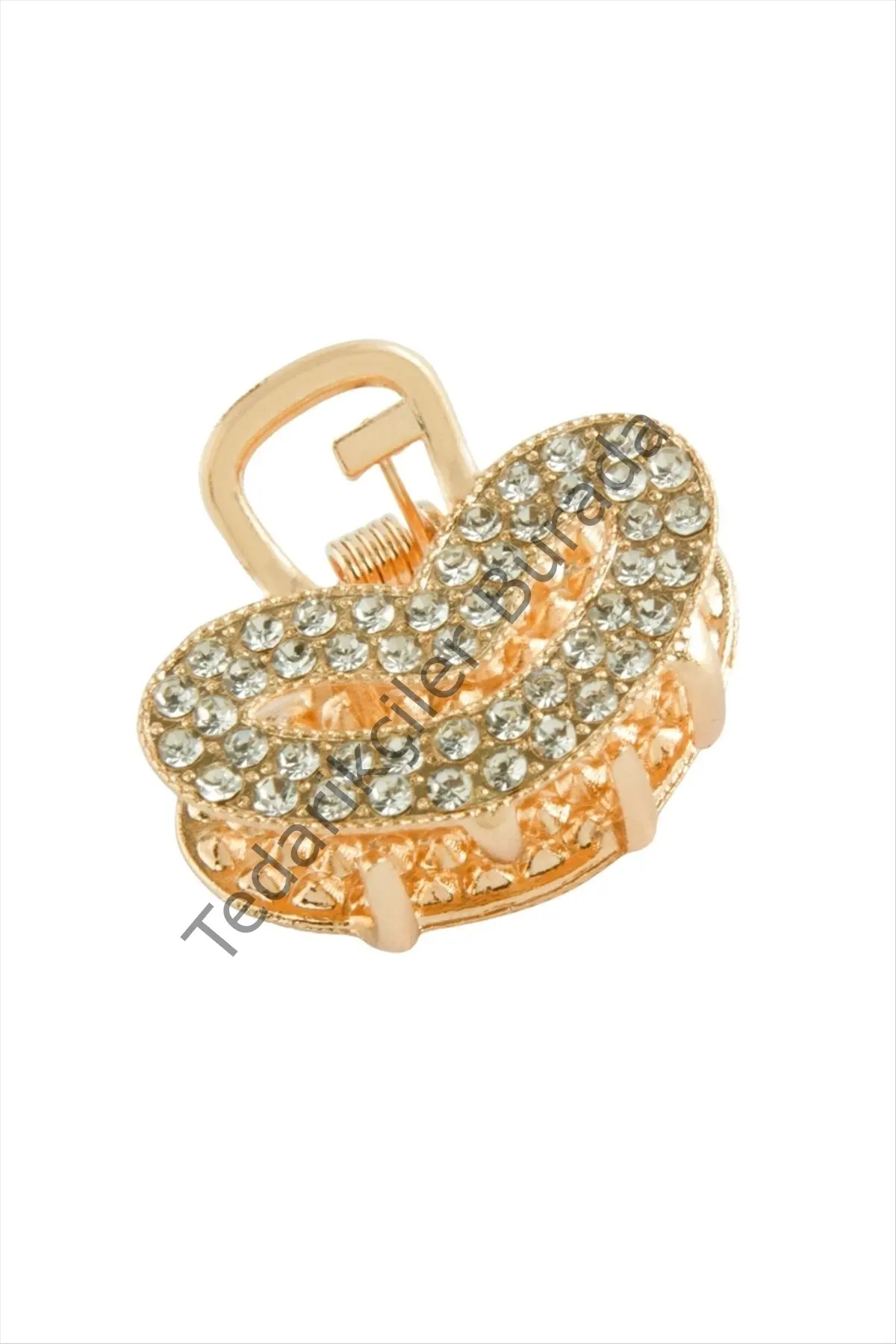 Kalp Taşlı Minik Metal Mandal Toka 2,5 cm
