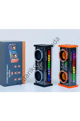 Şeffaf Mecha Müzik Tws Stereo Rgb İşıklı Hoparlör Kablosuz Bluetooth 5.0 Taşınabilir Hoparlör V9