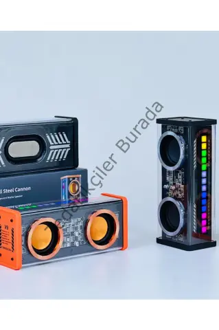 Şeffaf Mecha Müzik Tws Stereo Rgb İşıklı Hoparlör Kablosuz Bluetooth 5.0 Taşınabilir Hoparlör V9