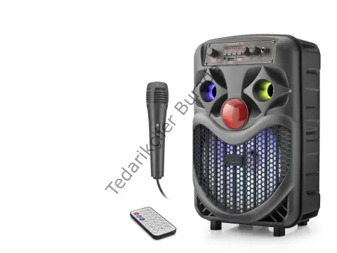 Karaoke Mikrofonlu Bluetooth Hoparlör Fm Radyo 10W 8 İnç Rgb Siyah NDRP66