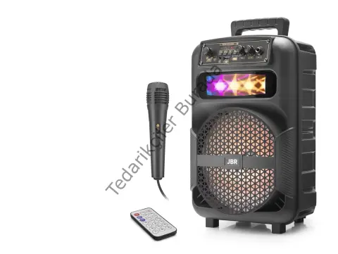 Karaoke Mikrofonlu Bluetooth Hoparlör Fm Radyo 10W 8 İnç Rgb Kumandalı Siyah JBR007