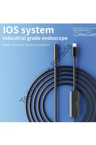 Endoskop Yılan Video Kamera İos Uyumlu Led’li 10 Metre 7 Mm Sert Kablo 2mp Full Hd