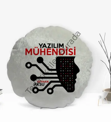 Kişiye Özel İsimli Yazılım Mühendisi Tasarımlı Dekoratif Kırlent Yastık-2