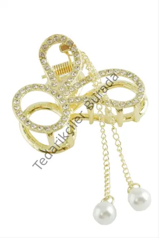 Tavşan Kulaklık Taşlı Metal Mandal Toka 4 cm