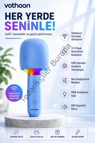 Çocuk Ve Yetişkin Karaoke Mikrofonu Kablosuz Rgb Ambiyans Işığı Ses Değiştirme Modlu Hoparlör