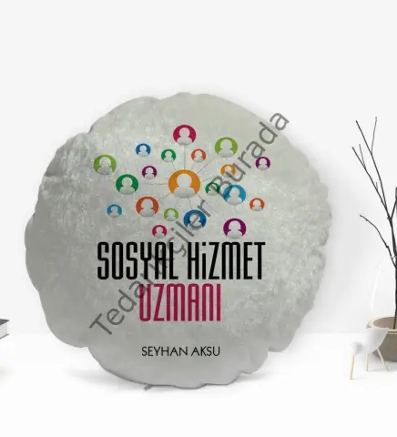 Kişiye Özel İsimli Sosyal Hizmet Uzmanı Tasarımlı Dekoratif Kırlent Yastık-1