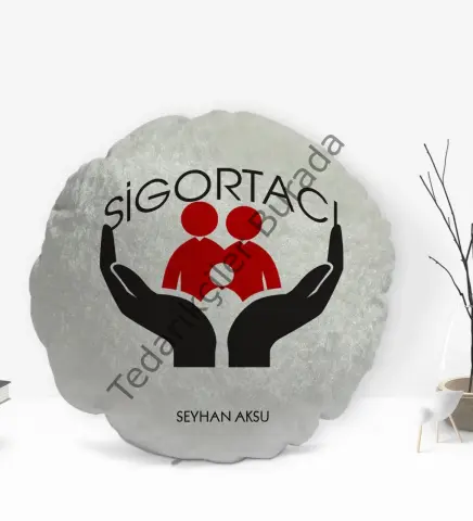 Kişiye Özel İsimli Sigortacı Tasarımlı Dekoratif Kırlent Yastık-1