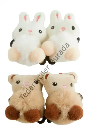 Tavşan Kedi Lastikli Toka 2 Adet