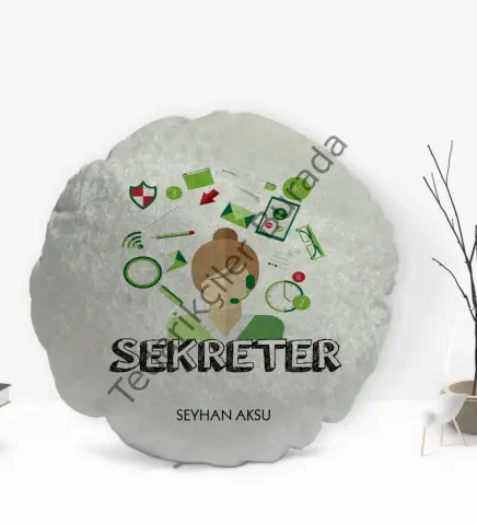 Kişiye Özel İsimli Sekreter Tasarımlı Dekoratif Kırlent Yastık-1