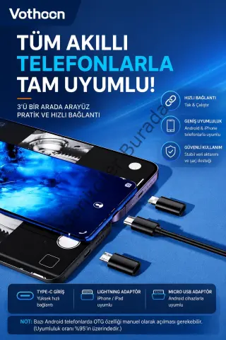 5 Metre Çift Kameralı İos/android Uyumlu Yılan Endoskop Kamera 8mm 2mp Led’li Sert Kablo
