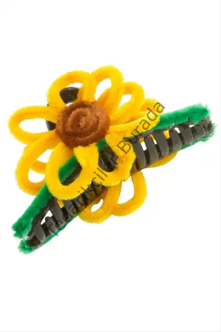 Çiçek Tüylü Mandal Toka 11 cm