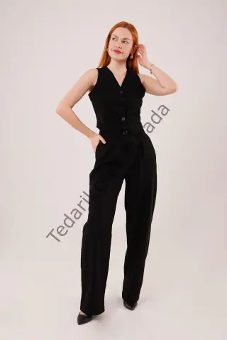 Premium Model Oturtmalı Siyah Pantolon
