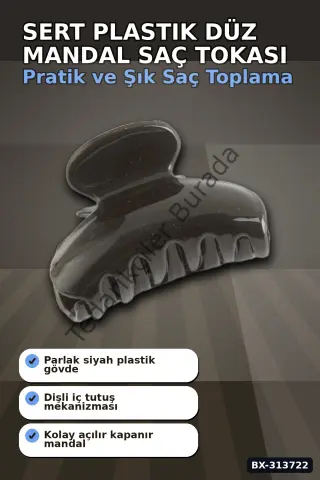 Sert Plastik 6 cm Düz Mandal Saç Tokası - Tekli Paket, Günlük Kullanım BX-313722